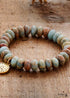 Boho Bracelet, Stretchy Bracelet, 10MM Brown Imperial Japser Lotus